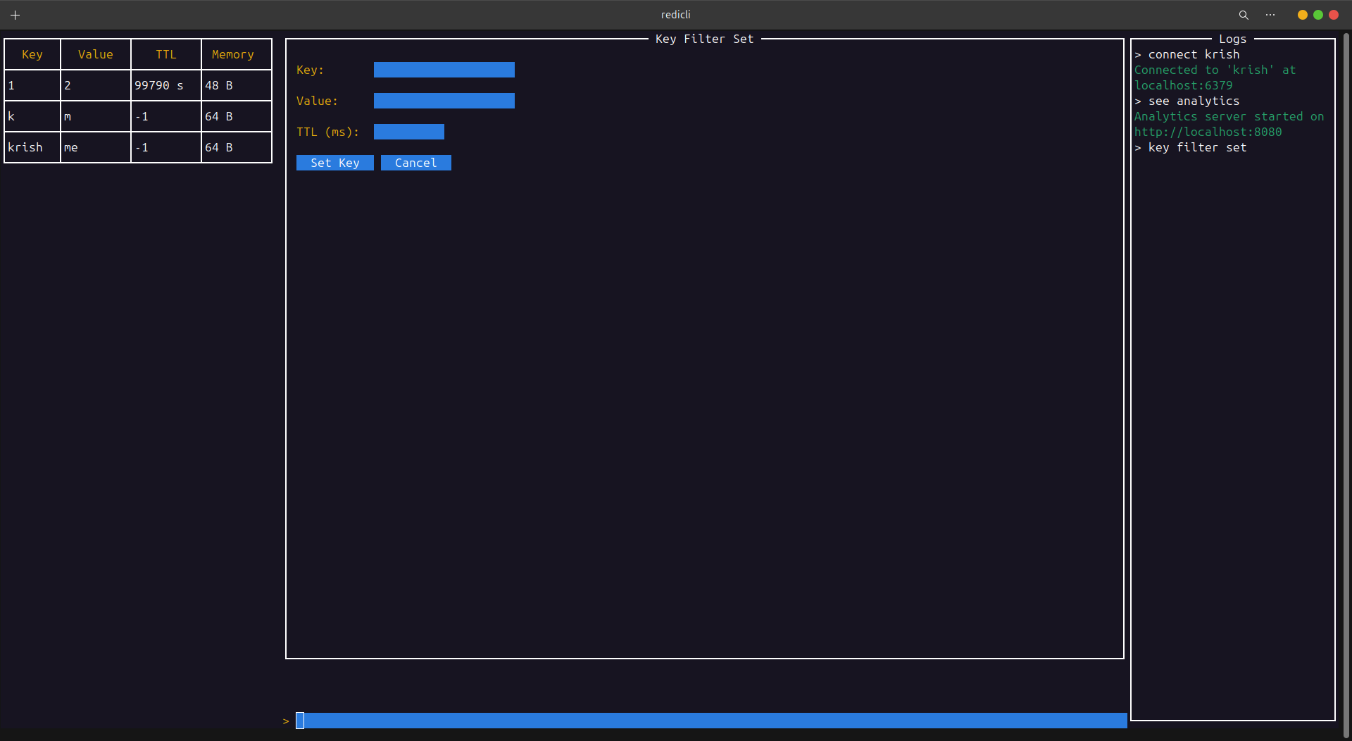 RediCLI screenshot 2